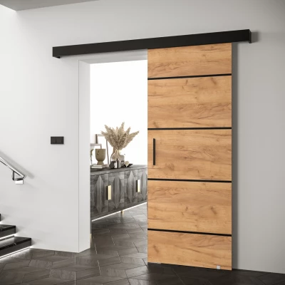 Tolóajtó fekete fogantyúval SALOME 4 - 80 cm, artisan tölgyfa arany / fekete