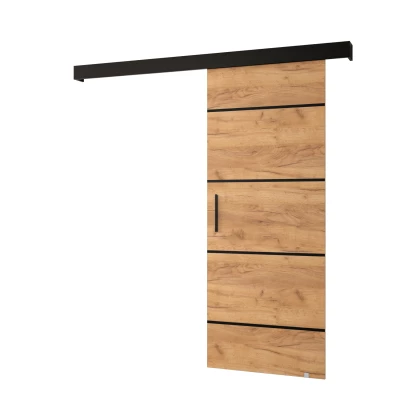 Tolóajtó fekete fogantyúval SALOME 4 - 80 cm, artisan tölgyfa arany / fekete