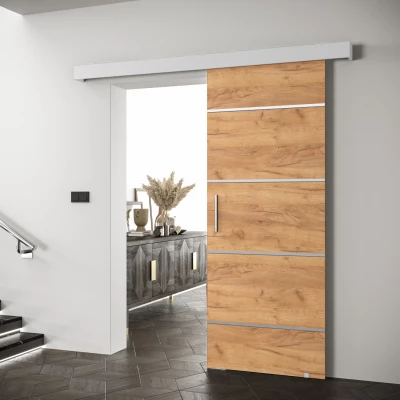 Tolóajtó ezüst fogantyúval SALOME 4 - 80 cm, artisan tölgyfa arany / fehér