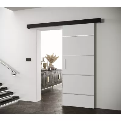 Tolóajtó ezüst fogantyúval SALOME 4 - 80 cm, fehér / fekete