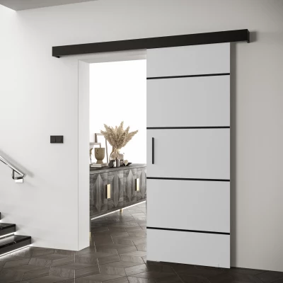 Tolóajtó fekete fogantyúval SALOME 4 - 80 cm, fehér / fekete