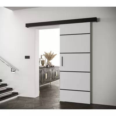 Tolóajtó fekete fogantyúval SALOME 4 - 80 cm, fehér / fekete