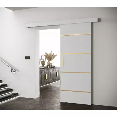 Tolóajtó arany fogantyúval SALOME 4 - 80 cm, fehér