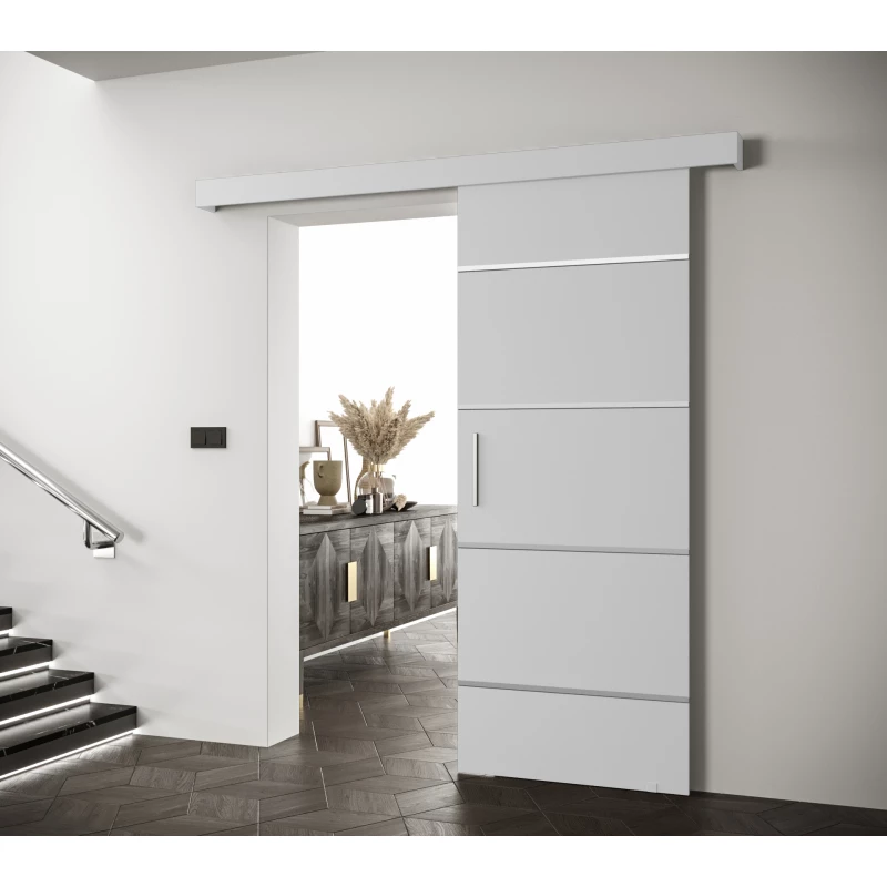 Tolóajtó ezüst fogantyúval SALOME 4 - 80 cm, fehér