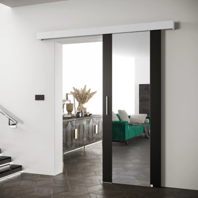 Tolóajtó ezüst fogantyúval SALOME 2 - 80 cm, fekete / fehér