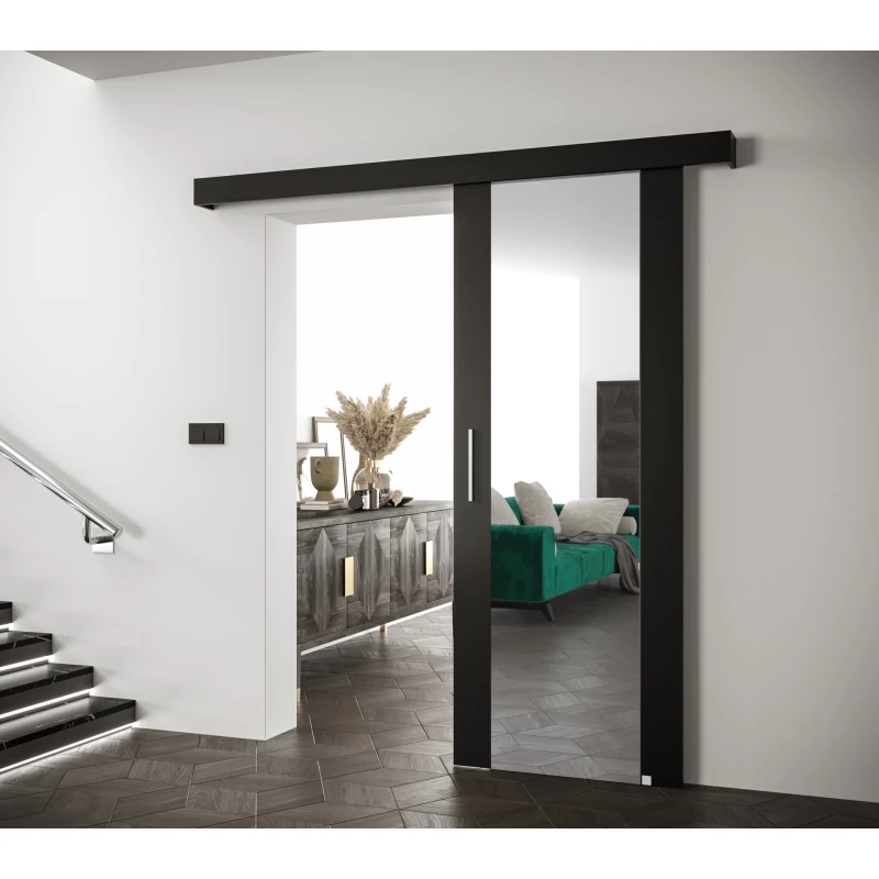 Tolóajtó ezüst fogantyúval SALOME 2 - 80 cm, fekete