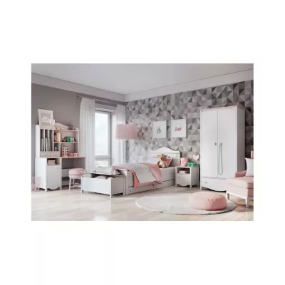 Gyerek gardrób 85 cm MISE - fehér / rózsaszín