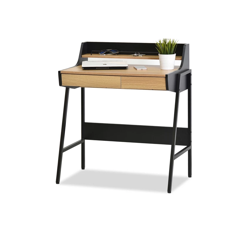 Minimalista íróasztal RENO - fekete / sonoma tölgy