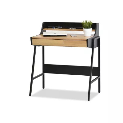 Minimalista íróasztal RENO - fekete / sonoma tölgy