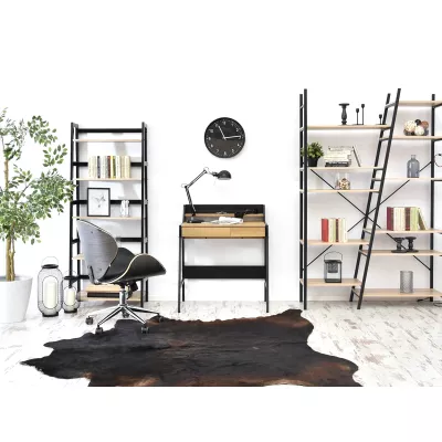 Minimalista íróasztal RENO - fekete / sonoma tölgy