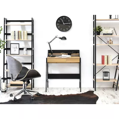 Minimalista íróasztal RENO - fekete / sonoma tölgy