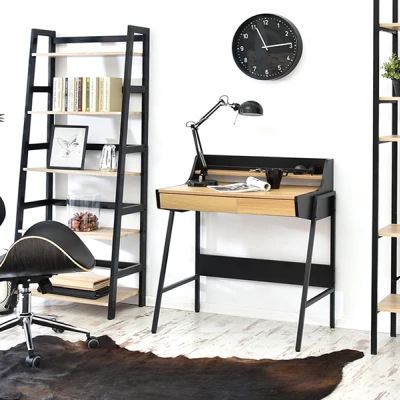 Minimalista íróasztal RENO - fekete / sonoma tölgy