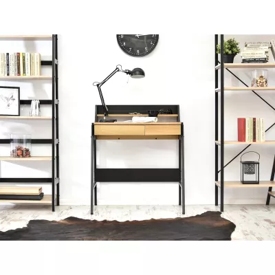 Minimalista íróasztal RENO - fekete / sonoma tölgy
