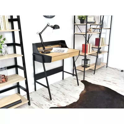 Minimalista íróasztal RENO - fekete / sonoma tölgy