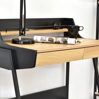 Minimalista íróasztal RENO - fekete / sonoma tölgy