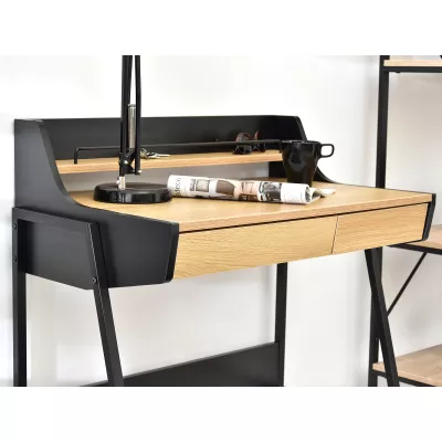 Minimalista íróasztal RENO - fekete / sonoma tölgy