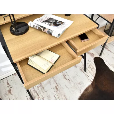 Minimalista íróasztal RENO - fekete / sonoma tölgy