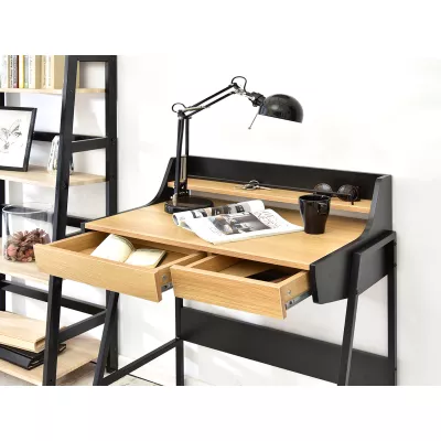 Minimalista íróasztal RENO - fekete / sonoma tölgy