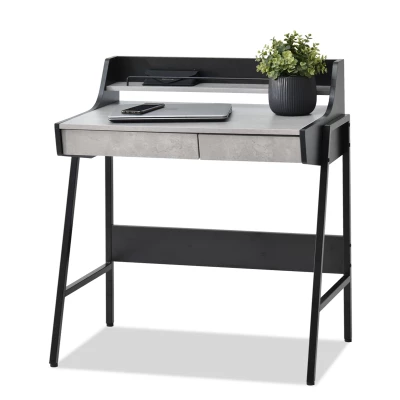 Minimalista íróasztal RENO - fekete / beton