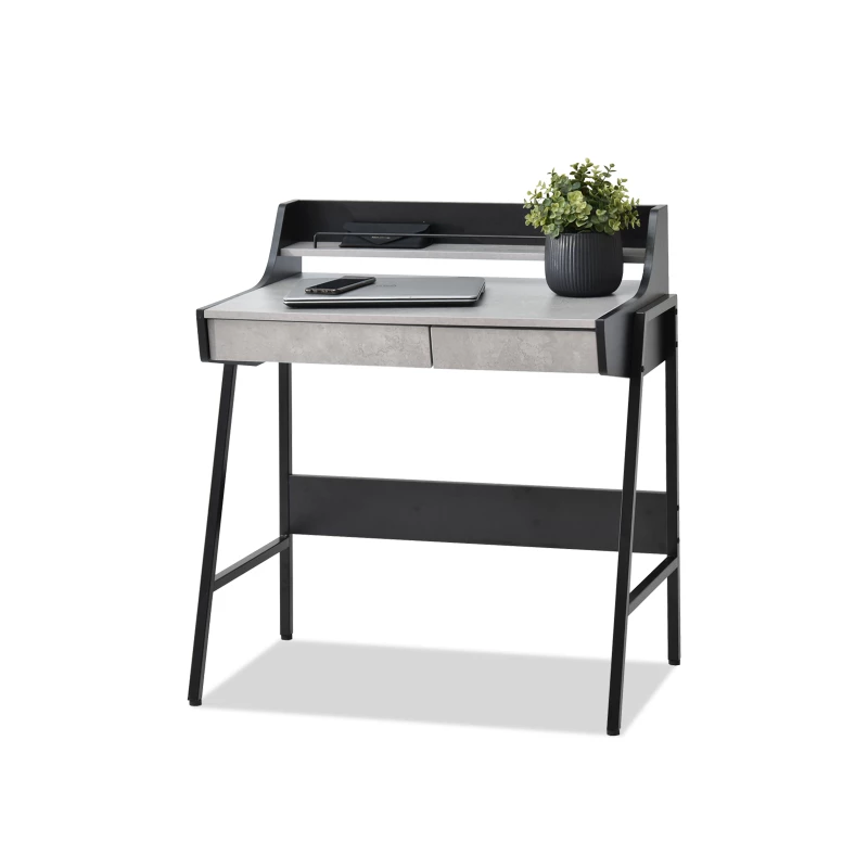 Minimalista íróasztal RENO - fekete / beton