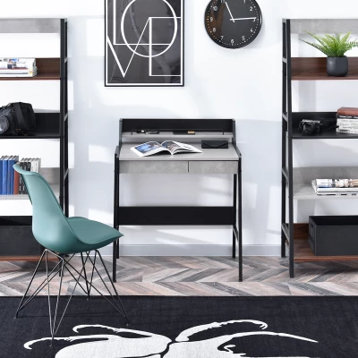 Minimalista íróasztal RENO - fekete / beton