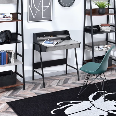 Minimalista íróasztal RENO - fekete / beton