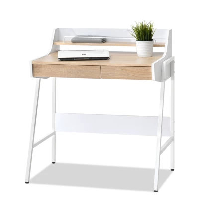 Minimalista íróasztal RENO - fehér / sonoma tölgy