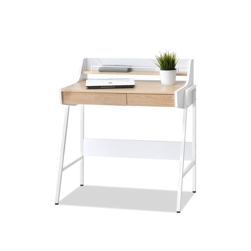 Minimalista íróasztal RENO - fehér / sonoma tölgy