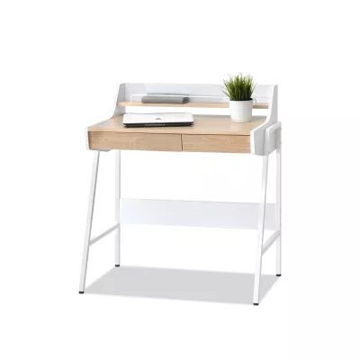 Minimalista íróasztal RENO - fehér / sonoma tölgy