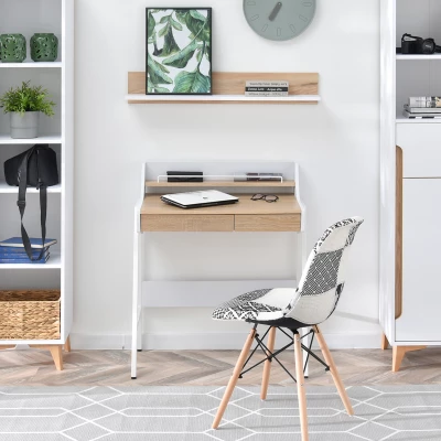 Minimalista íróasztal RENO - fehér / sonoma tölgy
