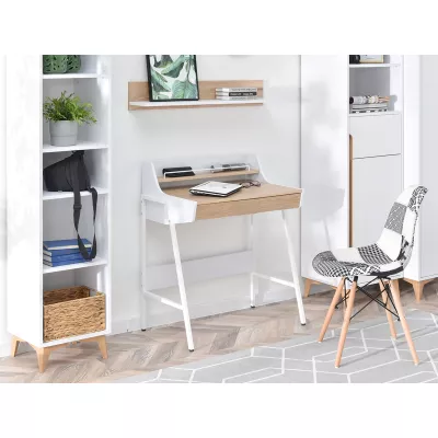 Minimalista íróasztal RENO - fehér / sonoma tölgy