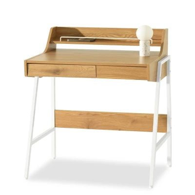 Minimalista íróasztal RENO - fehér / tölgyfa