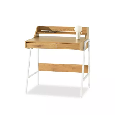 Minimalista íróasztal RENO - fehér / tölgyfa