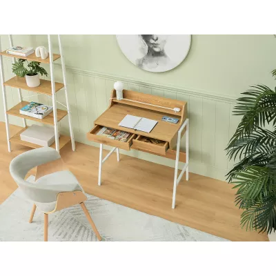 Minimalista íróasztal RENO - fehér / tölgyfa