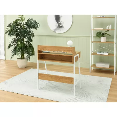 Minimalista íróasztal RENO - fehér / tölgyfa