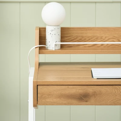 Minimalista íróasztal RENO - fehér / tölgyfa