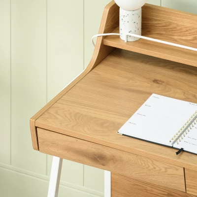 Minimalista íróasztal RENO - fehér / tölgyfa