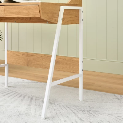 Minimalista íróasztal RENO - fehér / tölgyfa