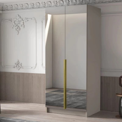 Keskeny tükrös gardrób 100 cm SELLY 3 - kasmír / arany
