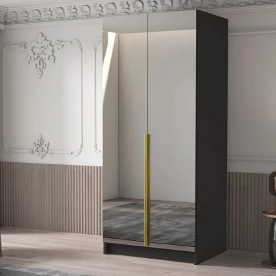 Keskeny tükrös gardrób 100 cm SELLY 3 - fekete / arany