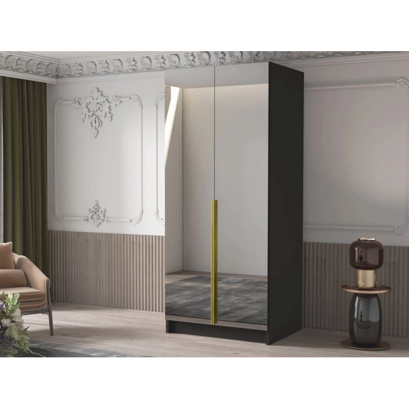 Keskeny tükrös gardrób 100 cm SELLY 3 - fekete / arany