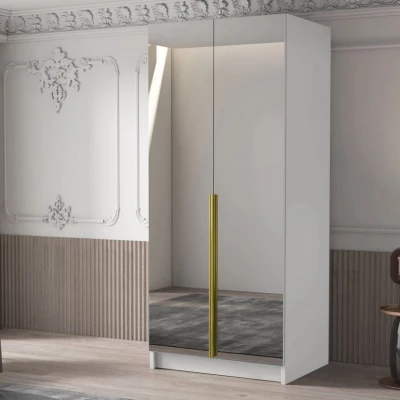 Keskeny tükrös gardrób 100 cm SELLY 3 - fehér / arany