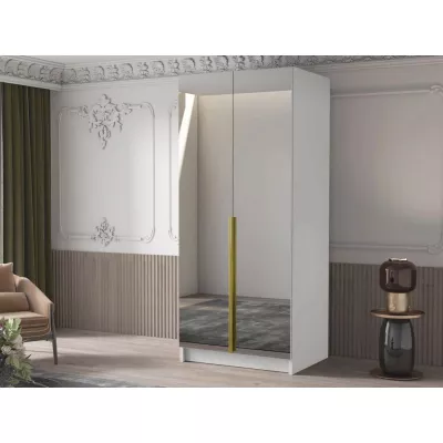 Keskeny tükrös gardrób 100 cm SELLY 3 - fehér / arany