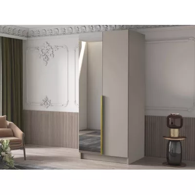 Keskeny gardrób 100 cm tükörrel SELLY 2 - kasmír / arany