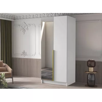 Keskeny gardrób 100 cm tükörrel SELLY 2 - fehér / arany
