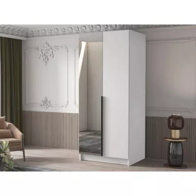 Keskeny gardrób 100 cm tükörrel SELLY 2 - fehér / fekete