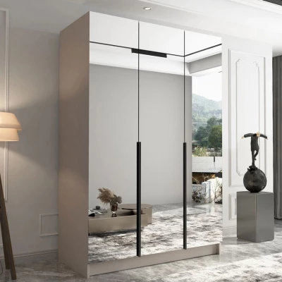 Magas tükrös gardrób 150 cm SHEELA 3 - kasmír / fekete