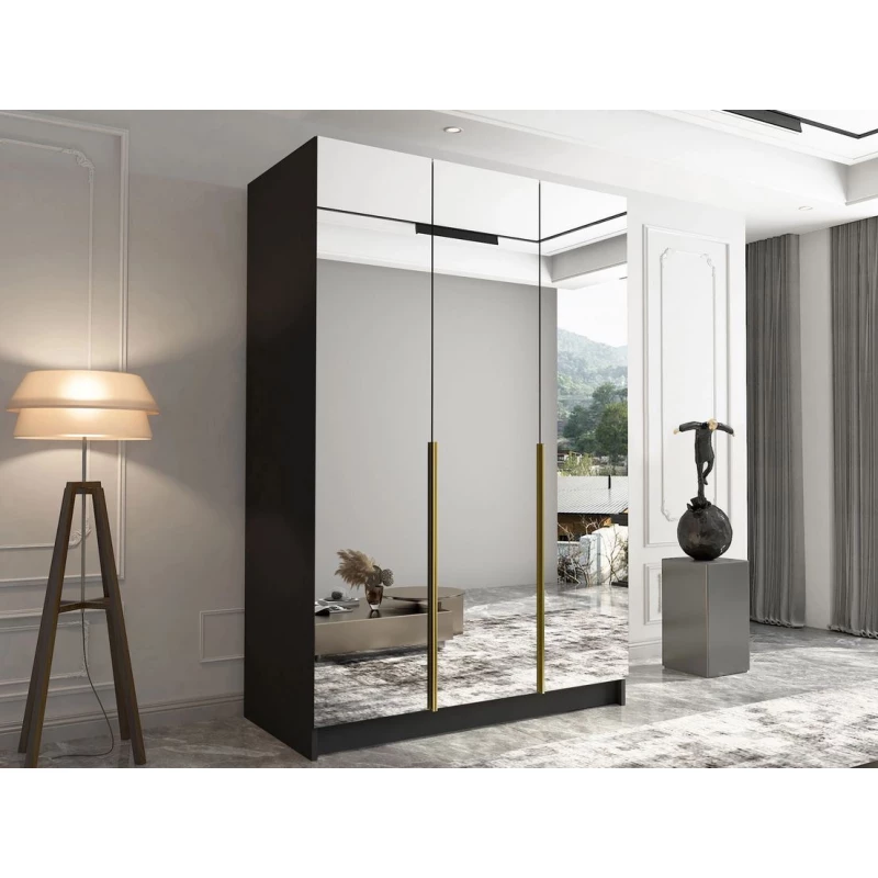 Magas tükrös gardrób 150 cm SHEELA 3 - fekete / arany
