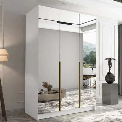 Magas tükrös gardrób 150 cm SHEELA 3 - fehér / arany