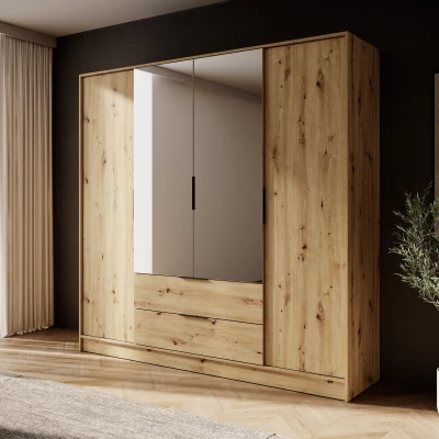 Kombinált szekrény 206 cm COSIMA tükörrel - artisan tölgyfa